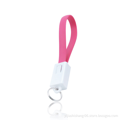 Yijiashishang 2019 Hot Christmas Gift Portable Travel 2 in 1 Keychain USB Charger Cable for Micro USB,iOS